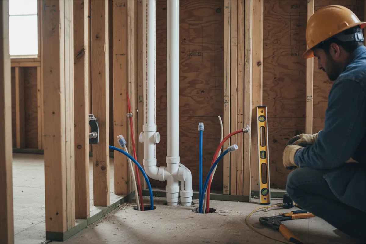 Drain and supply rough-in during Leak Detection in Cordesville